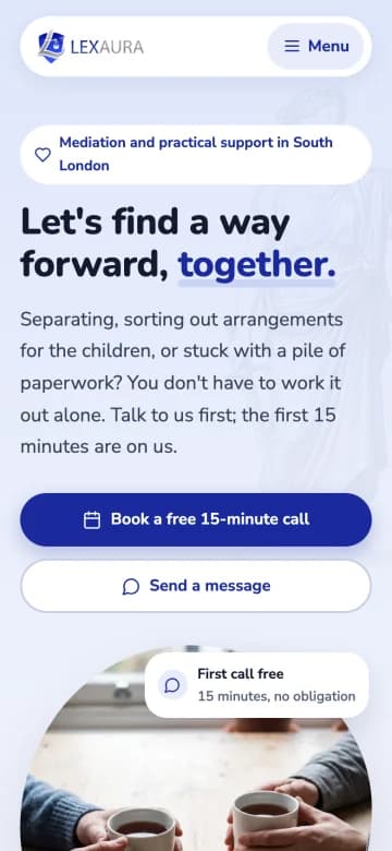 The same homepage on a phone